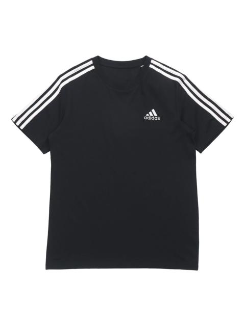 adidas M 3s Sj T Sports Training Stripe Round Neck Short Sleeve Black GL3732