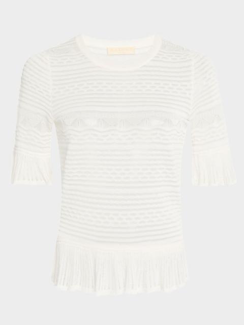 Flora Semi-Sheer Textural Knit Top