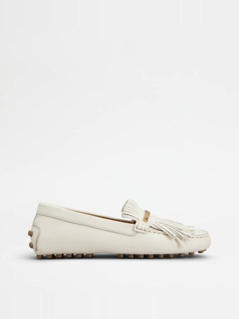 GOMMINO DRIVING SHOES IN LEATHER - WHITE