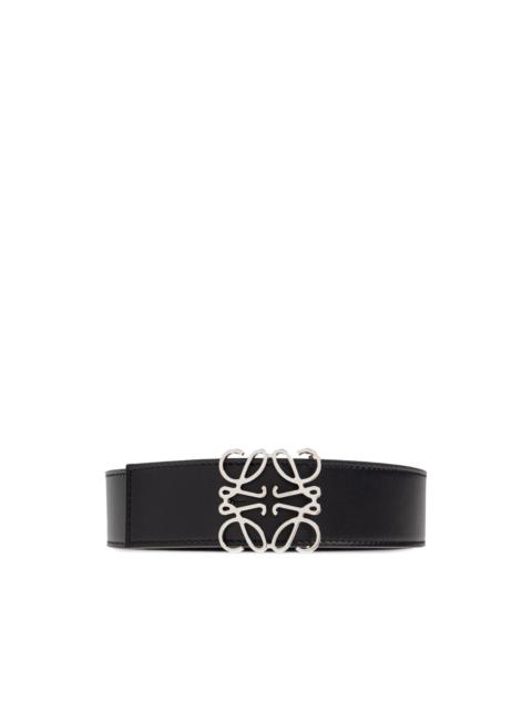 Anagram-buckle leather belt