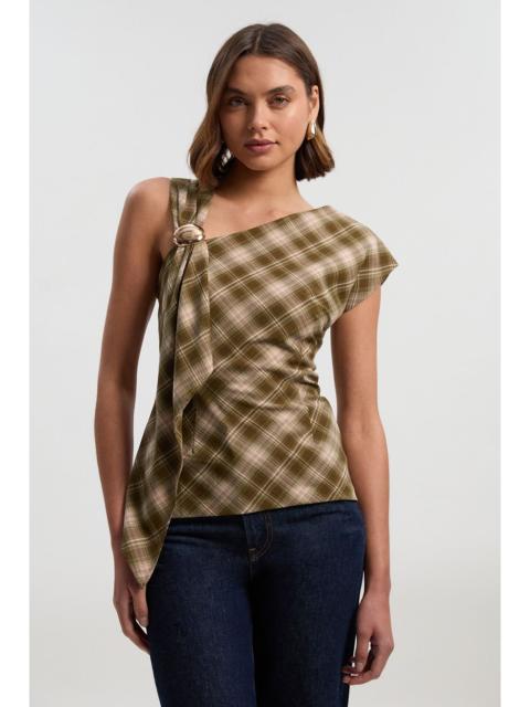 Tailored Check Trim Detail Sleeveless Top