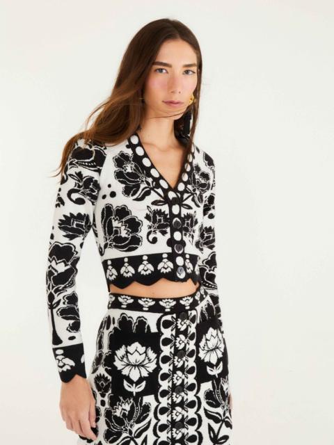 Black & White Floral Arabesque Knit Top