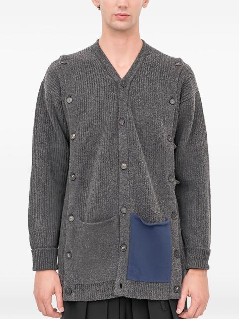 button-up contrast-pocket cardigan