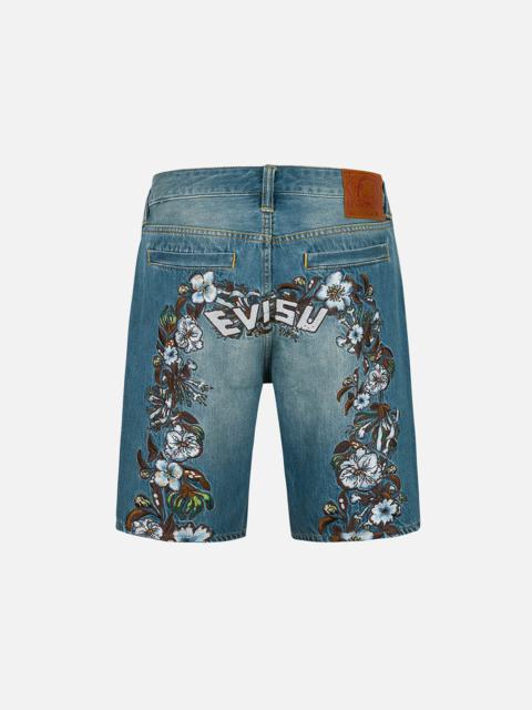 Floral Daicock Embroidery Regular Fit Denim Shorts