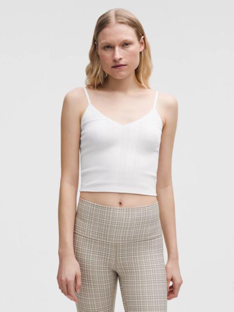 Cotton Pointelle Cropped Cami Tank Top
