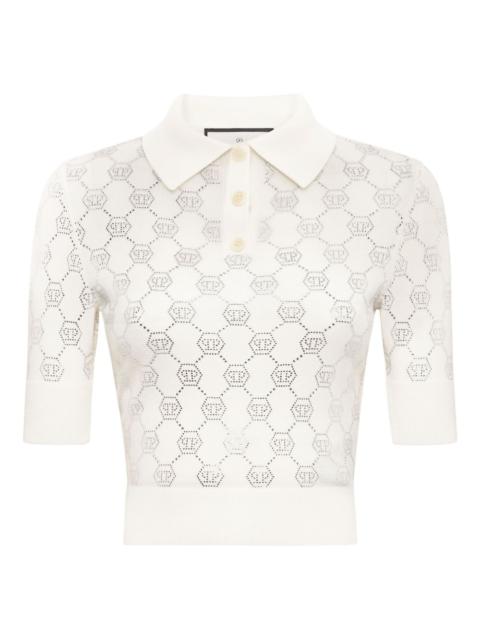 monogram knitted polo top