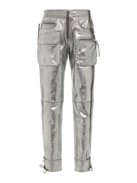 Ciane Metallic Leather Moto Pants metallic