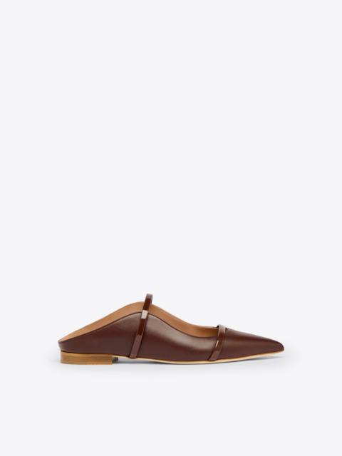 Maureen Dark Brown Leather Flat Mules