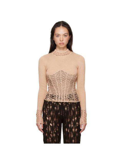 Beige Half-Seen Long Sleeve T-Shirt