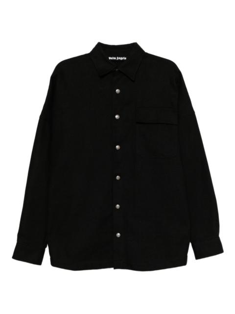 logo-print shirt jacket
