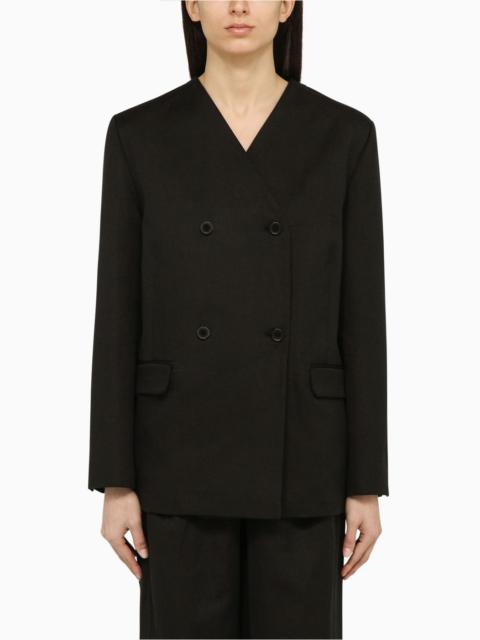 Black double-breasted jacket in cotton and linen