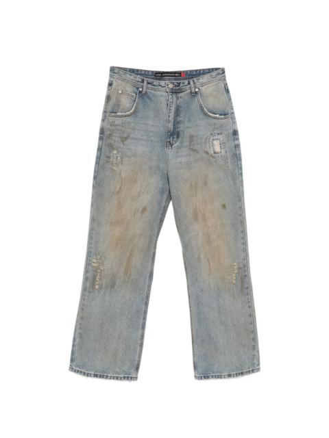 Destroyed wide-leg jeans