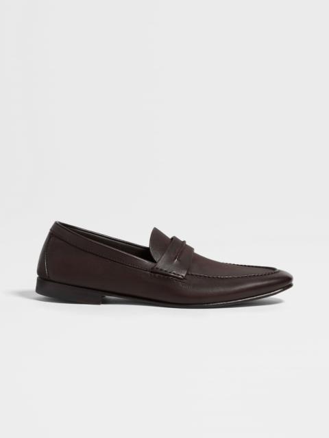 DARK BROWN NATURAL GRAIN LEATHER MOCASSIN LOAFER