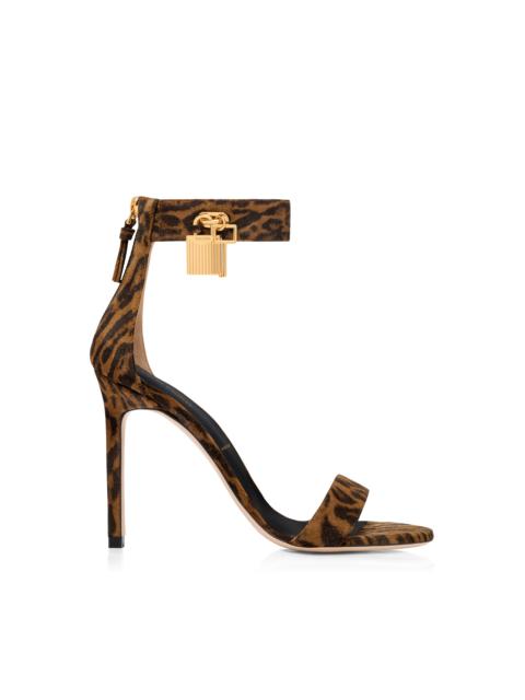 OCELOT-PRINT SUEDE PADLOCK SANDAL