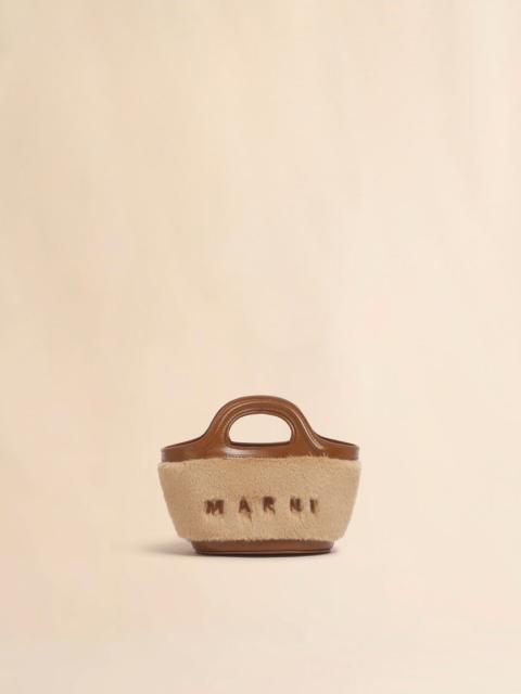 BEIGE TROPICALIA MICRO BAG WITH FUR TRIM