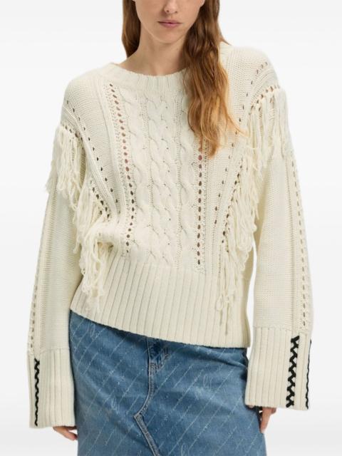 cable-knit fringe sweater
