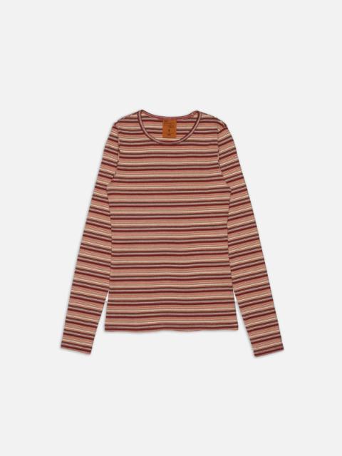 Jessy LS T-Shirt Striped Rib Wine