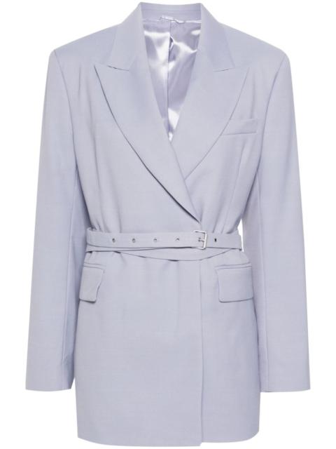 double-breasted herringbone blazer