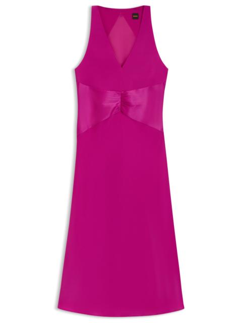 CRINKLE-SATIN DRESS WITH GATHERED FRONT