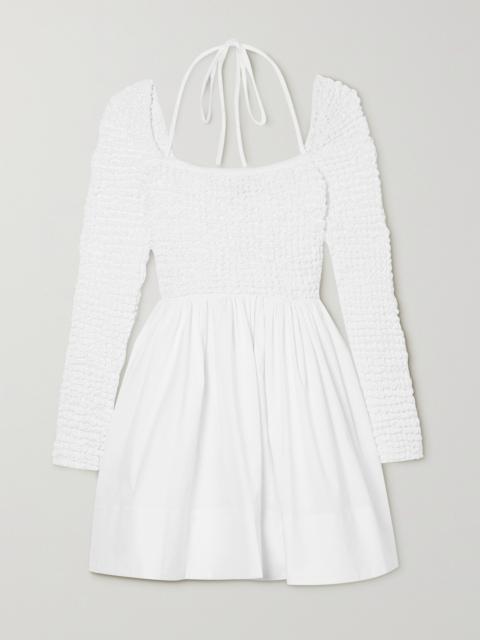 Cassidy Shirred Cotton-poplin Mini Dress
