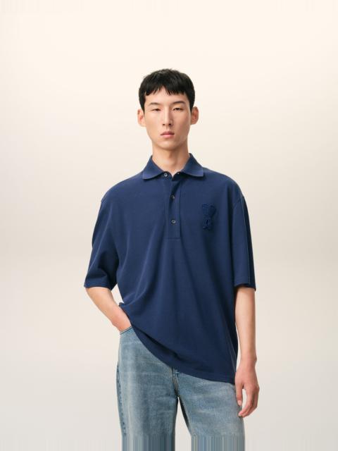 BLUE COTTON AMI DE COEUR KNITTED PATCH POLO