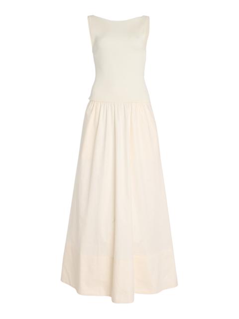 Exclusive Knit and Cotton Maxi Dress ivory