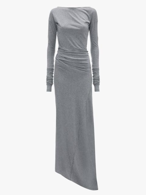 Long Sleeve Circle Neck Dress In Grey Marl