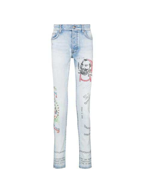 x Zig Zag motif-print skinny jeans