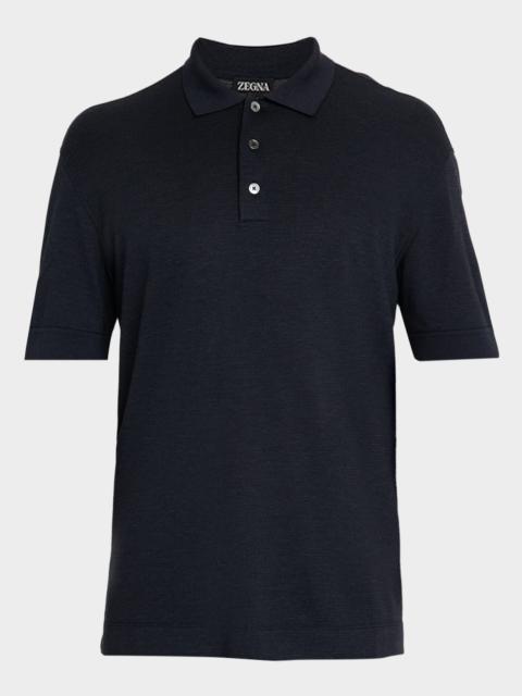 Men's Cotton and Silk Tipped Polo Shirt