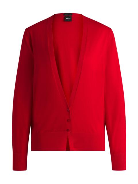 V-NECK KNITTED CARDIGAN IN WOOL