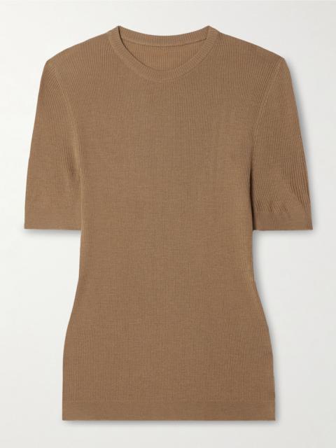 Celina ribbed wool-blend top Light brown