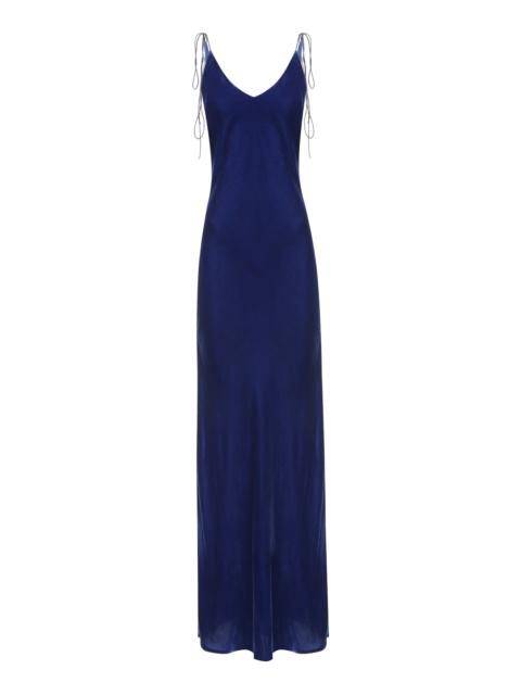 Jules Satin Maxi Slip Dress blue