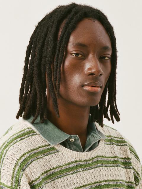 STRIPE LINEN SILK CREWNECK