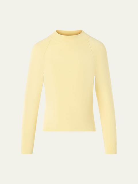 Mock-Neck Cashmere-Silk Raglan-Sleeve Sweater