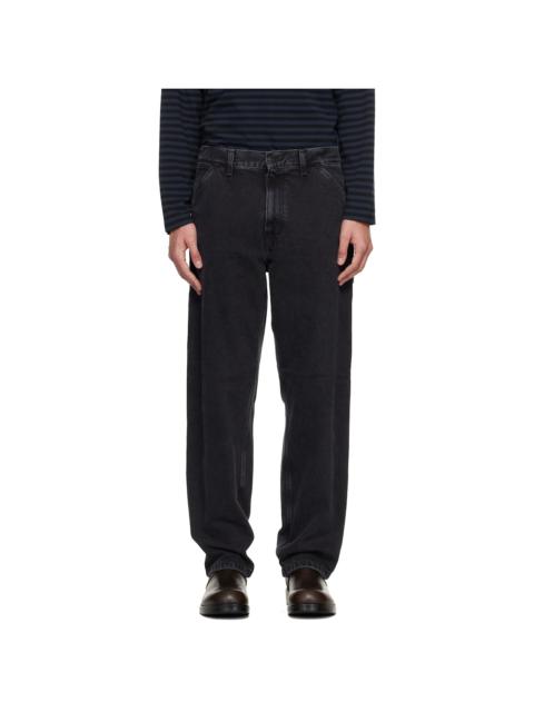 Black Single Knee Jeans