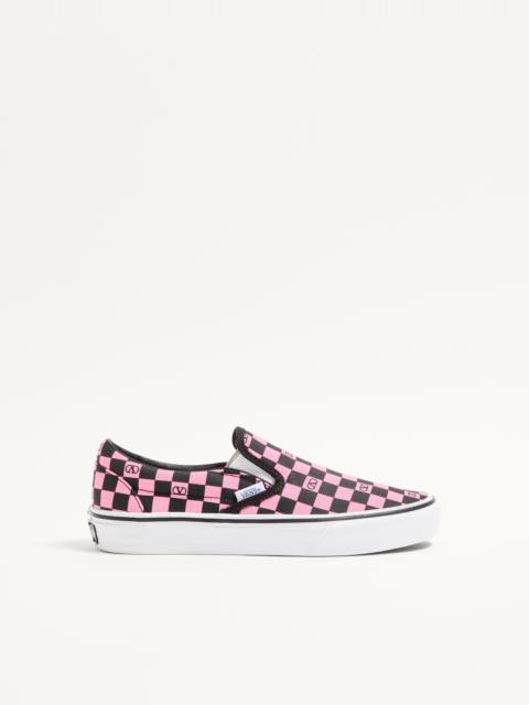 VALENTINO GARAVANI AND VANS SLIP-ON SNEAKER IN FABRIC WITH VLOGO CHECKERBOARD PRINT