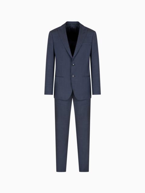 SOHO LINE SINGLE-BREASTED SUIT IN A CHAMBRAY-EFFECT WOOL AND SILK