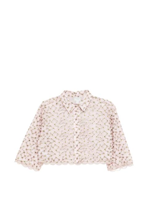 floral-embroidered cropped shirt