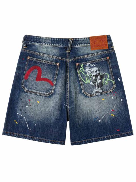 Graffiti Angel Pocket Denim Shorts