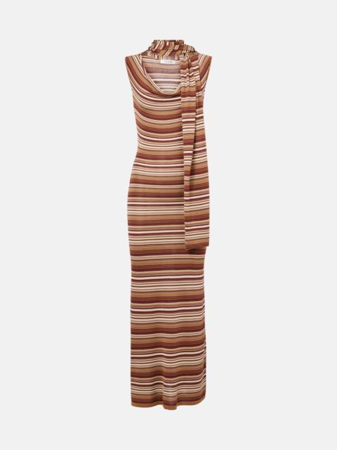 Striped silk-blend midi dress