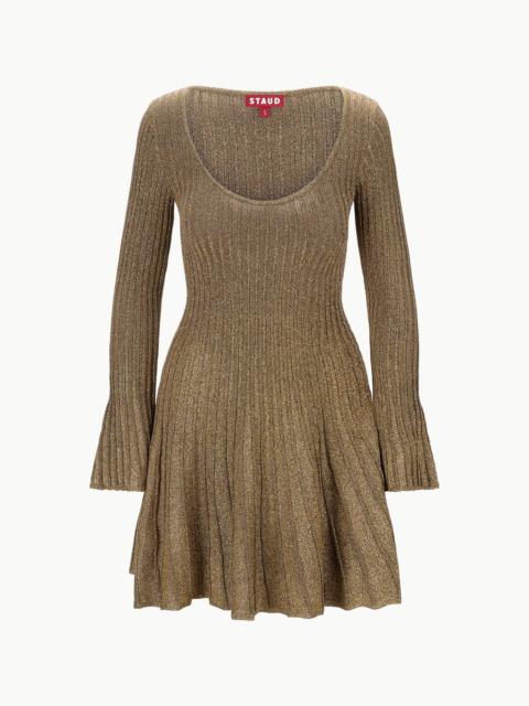 STAUD RAQUEL DRESS METALLIC GOLD