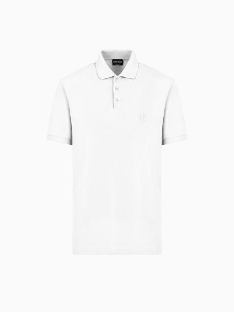 Stretch cotton piqué polo shirt