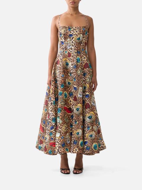 CORSET DRESS WITH LONG FLARED SKIRT