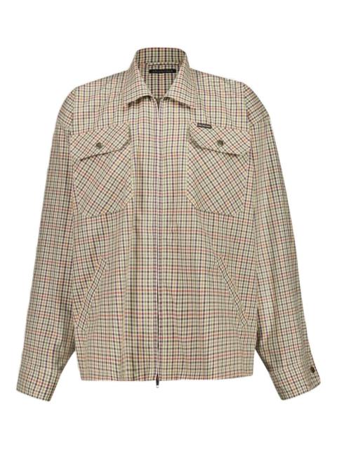 check zip-up shirt jacket
