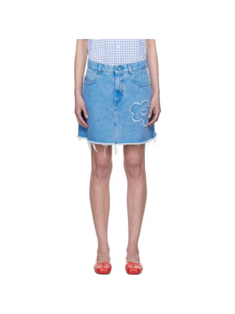 Blue Flared Denim Miniskirt