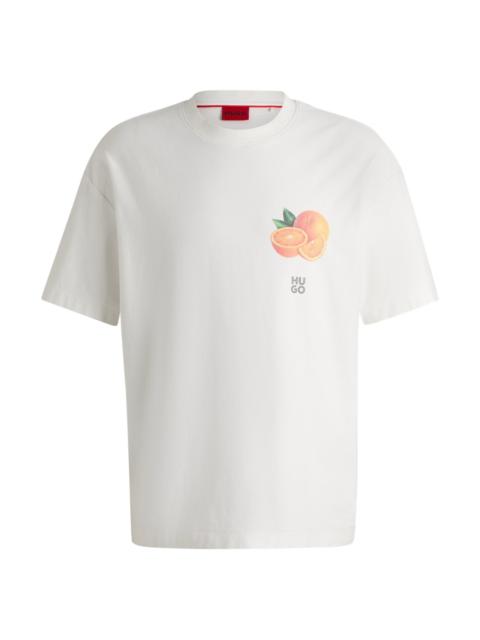 COTTON-JERSEY T-SHIRT WITH ORANGE PRINTS