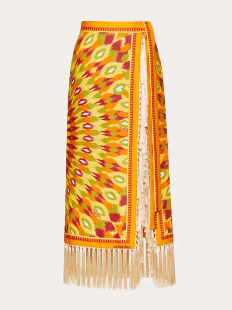 ROUND RAIN PRINT LINEN SKIRT