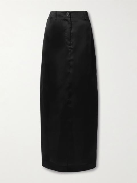 Lucian pleated silk-organza maxi skirt Black