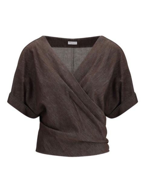 wrap-effect short-sleeve top