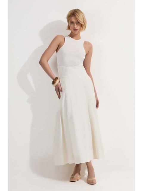 Viscose Linen Tailored Full Skirted Midaxi Skirt